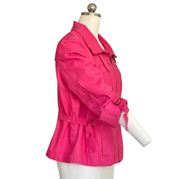Ruby Rd Jacket Womens Size 16 Pink Zip Front Utility Roll Tab Sleeves - Picture 6 of 9